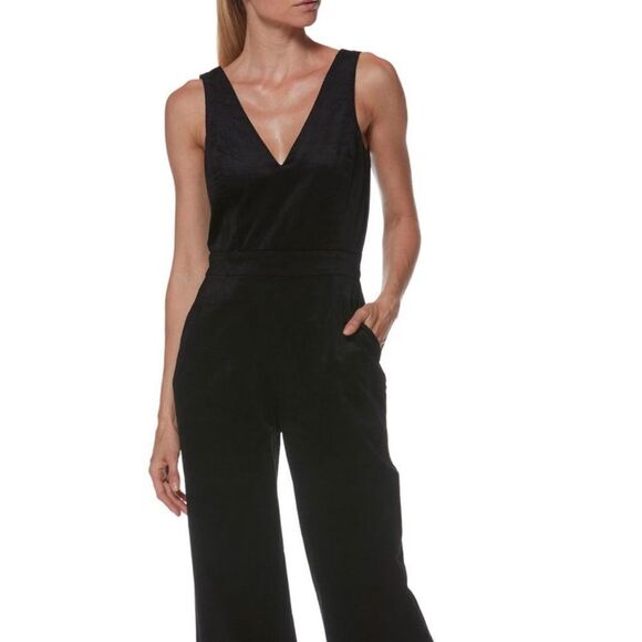 PAIGE Sienne Women's Black Velvet Corduroy Jumpsuit Size 4 - Picture 6 of 15